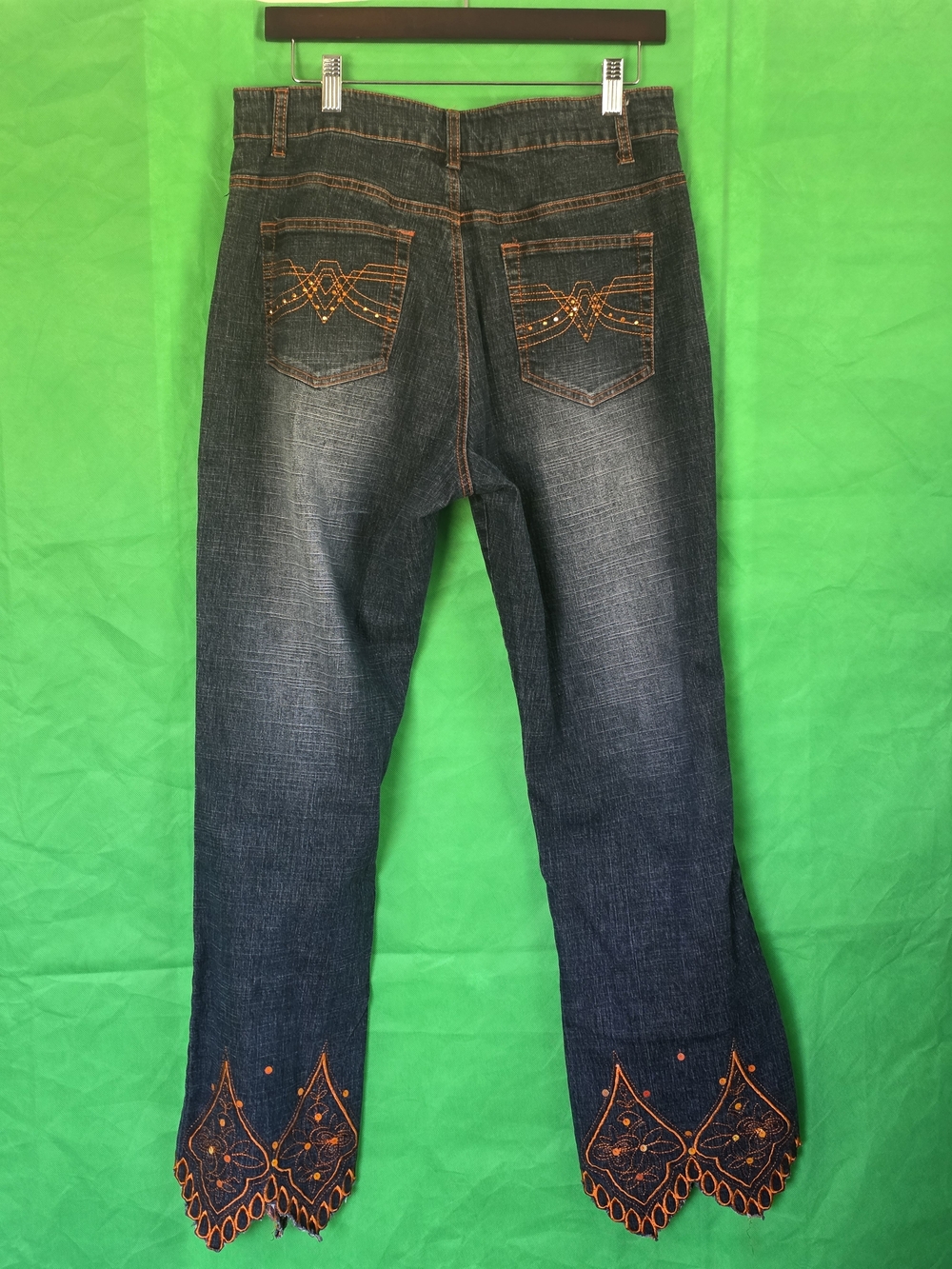 Apollo Jeans Stretch Bootcut Denim Ramie Cotton Blend Embroidery 13/14 - Picture 4 of 16